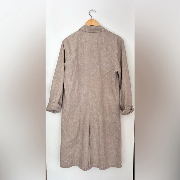 Uniqlo Linen blend Long dress Coat Beige Minimalist Coat - Picture 5 of 8